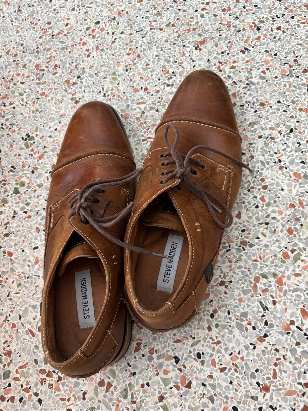 Steve Madden Brown Leather Lace-Up Oxfords